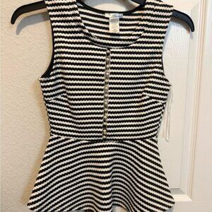 Black and White Striped Peplum Top